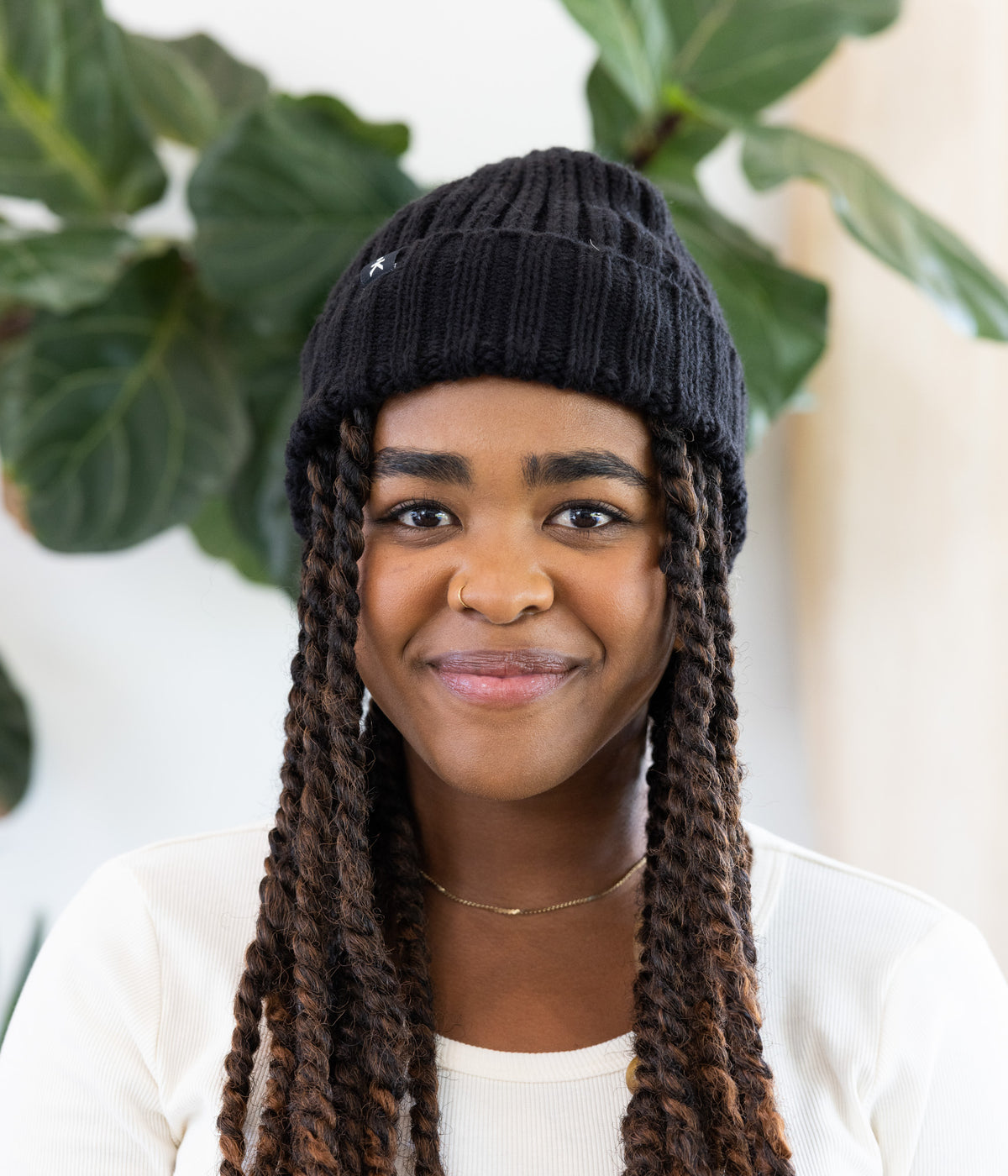 Wide Ribbed Beanie - Black