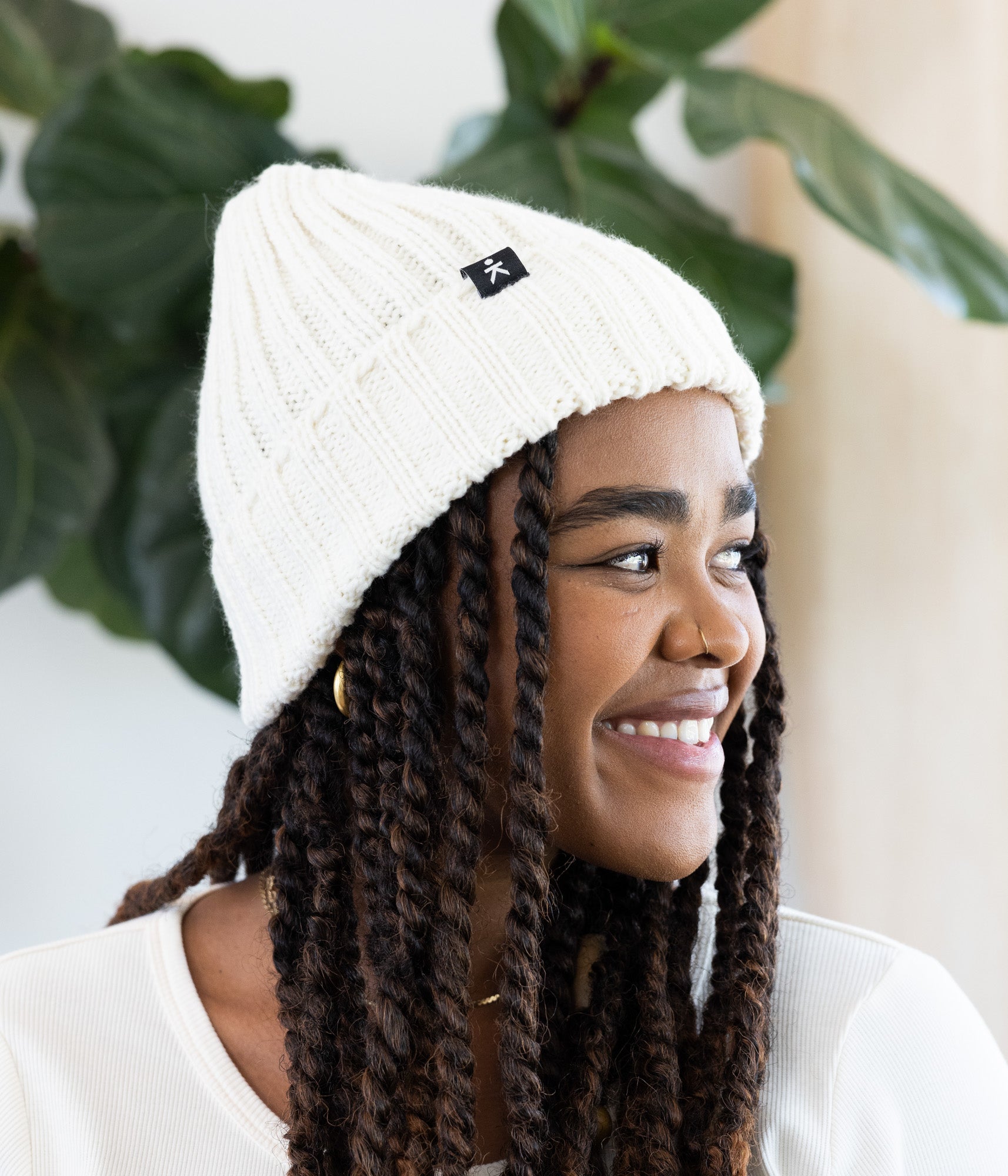 Wide Ribbed Beanie - Stone