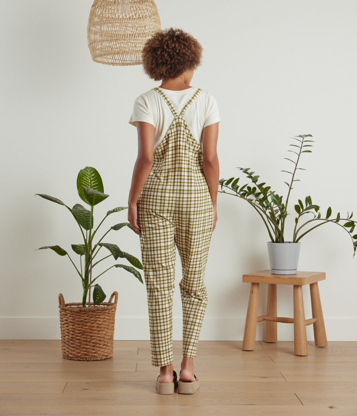 Cadence Overall - Olive Plaid