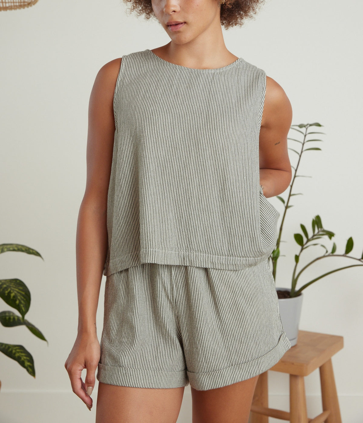 Oberlin Tank - B&W Stripe