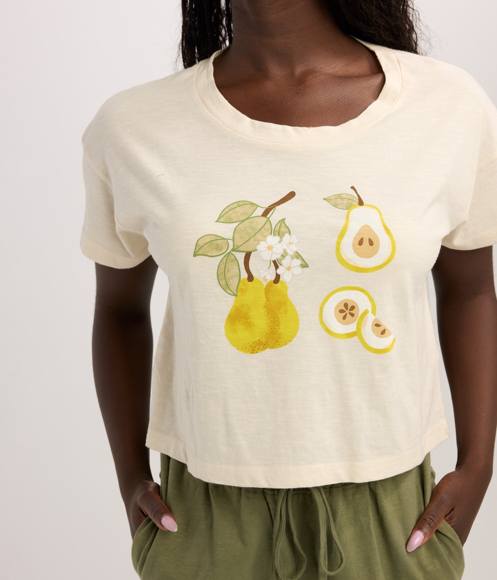 Pear Crop Tee - Stone