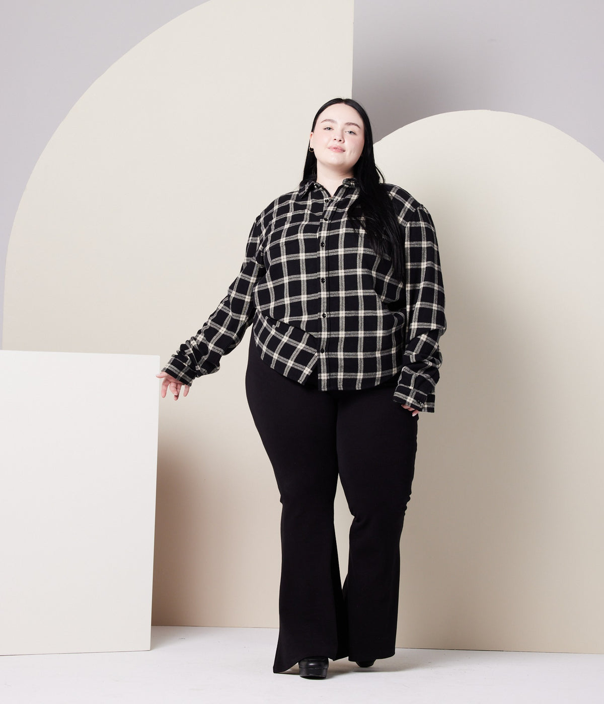 Unisex Flannel - Black/Taupe