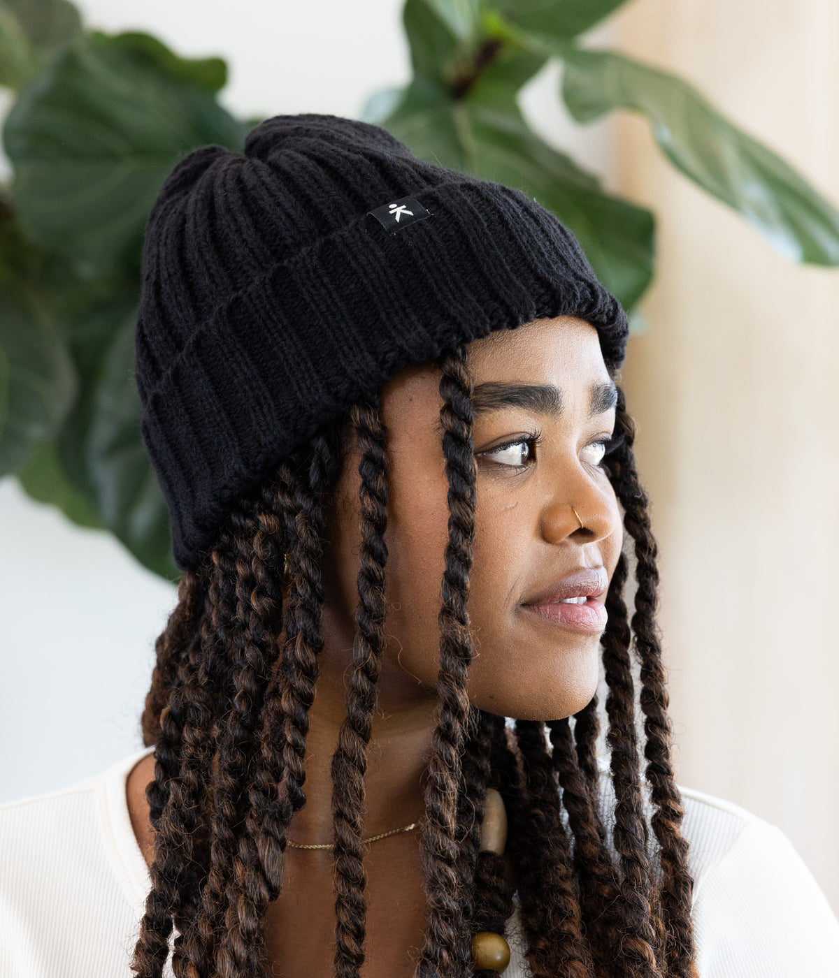 Wide Ribbed Beanie - Black