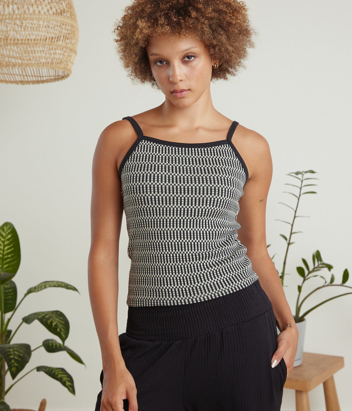 Effie Tank - Black Jacquard