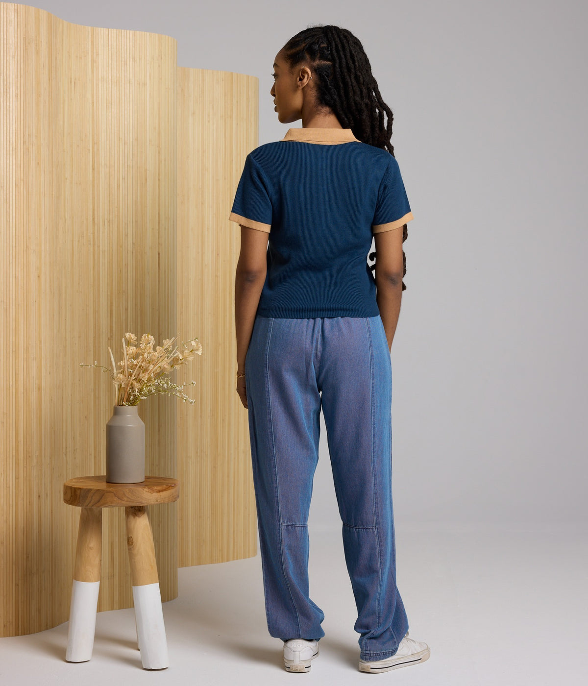 Zuri Knit Polo Top - Sapphire