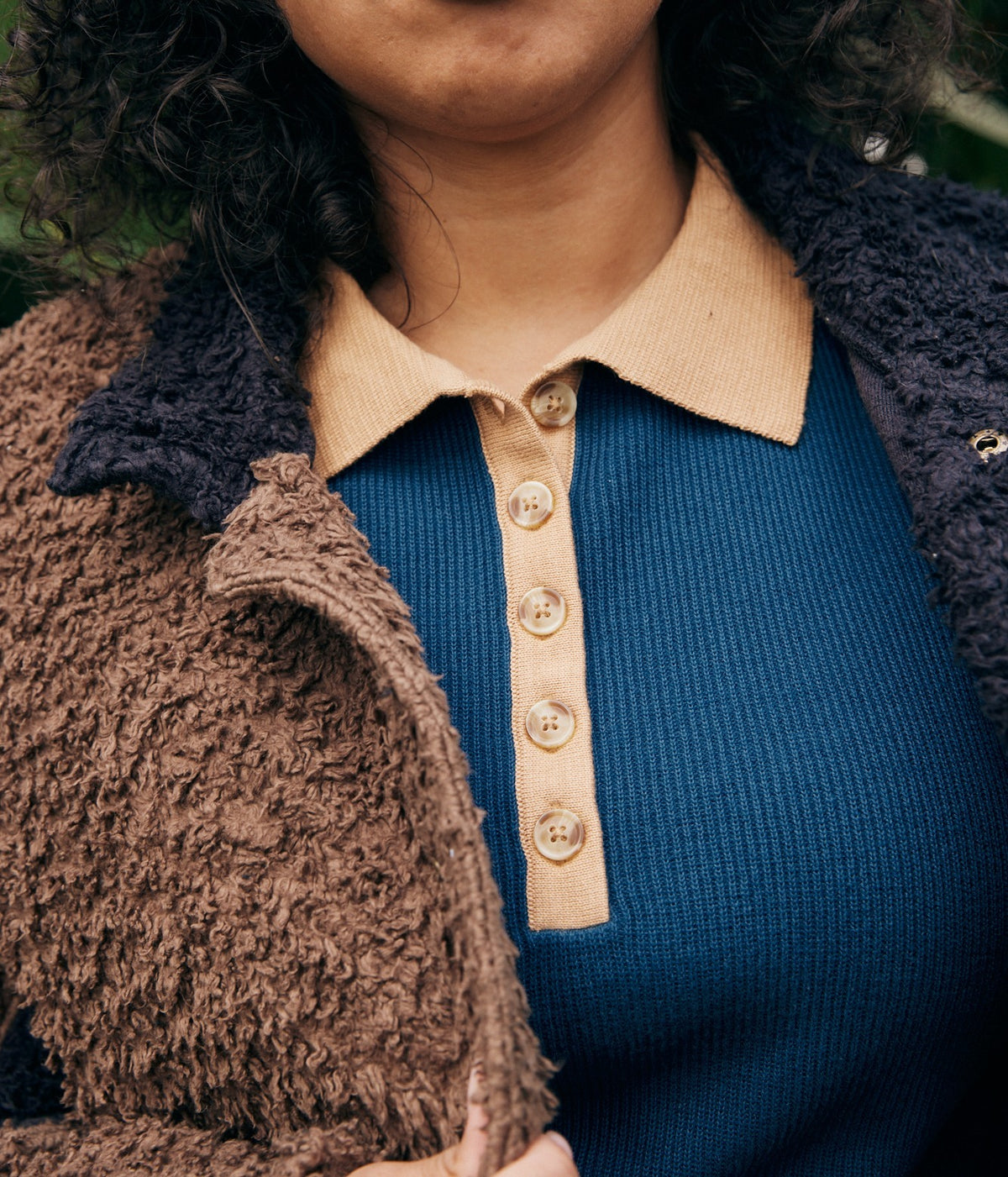 Zuri Knit Polo Top - Sapphire