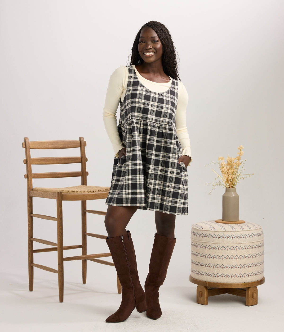 Glenwood Flannel Dress - Black/Pearl