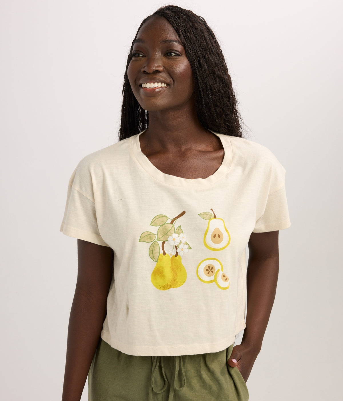 Pear Crop Tee - Stone