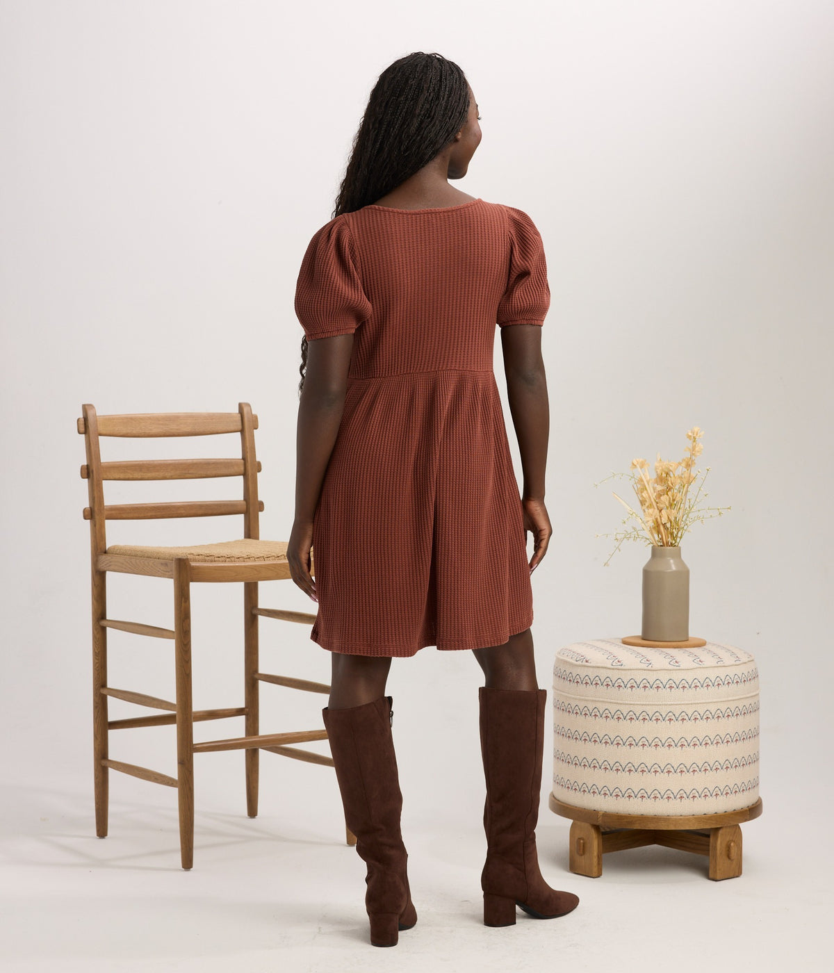 Ethel Waffle Knit Dress - Copper