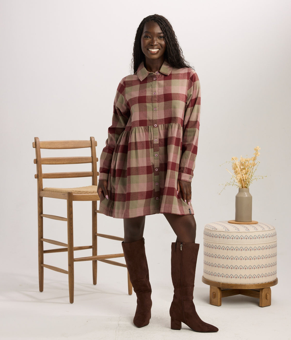 Shae Dress - Flint Plaid