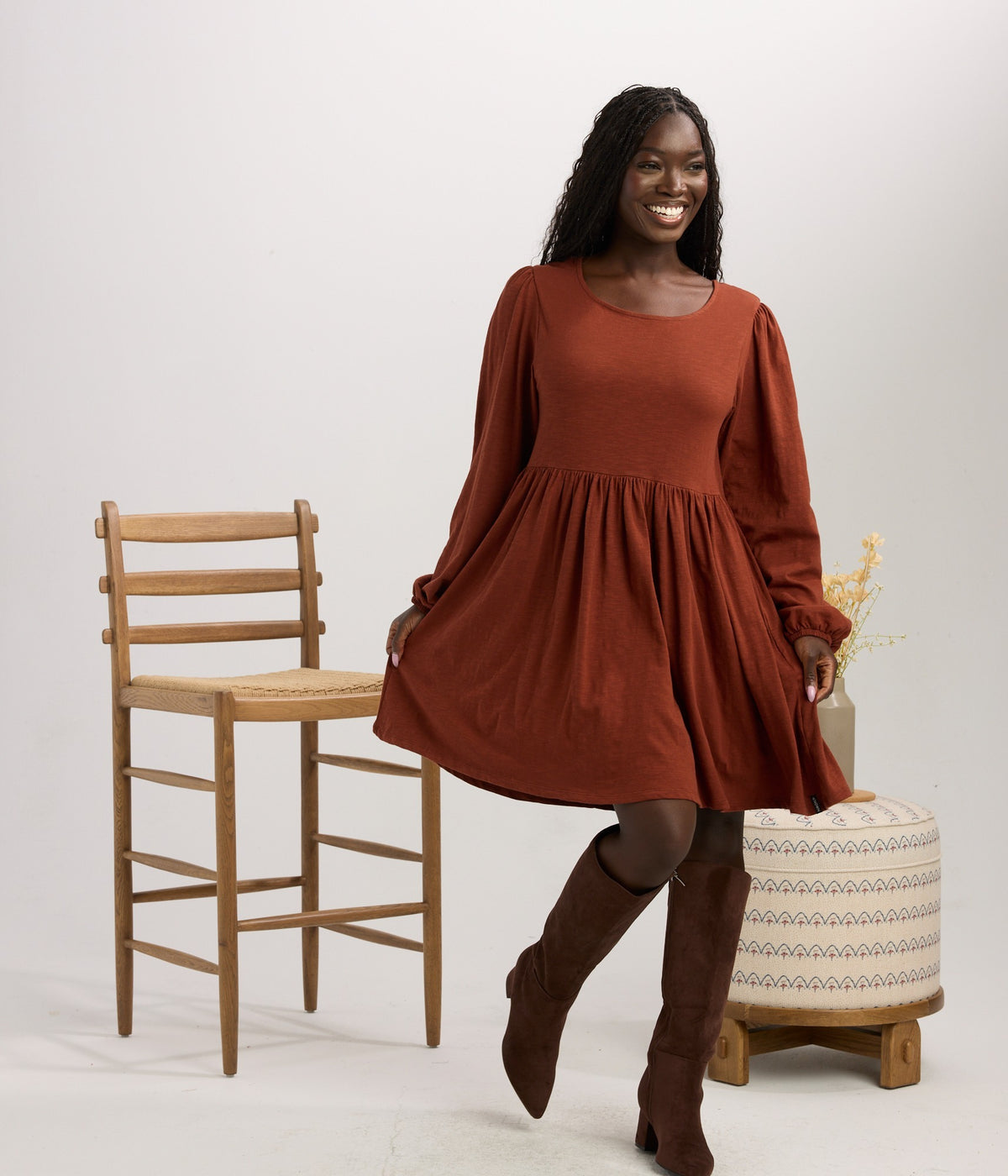 Bella Dress - Brick