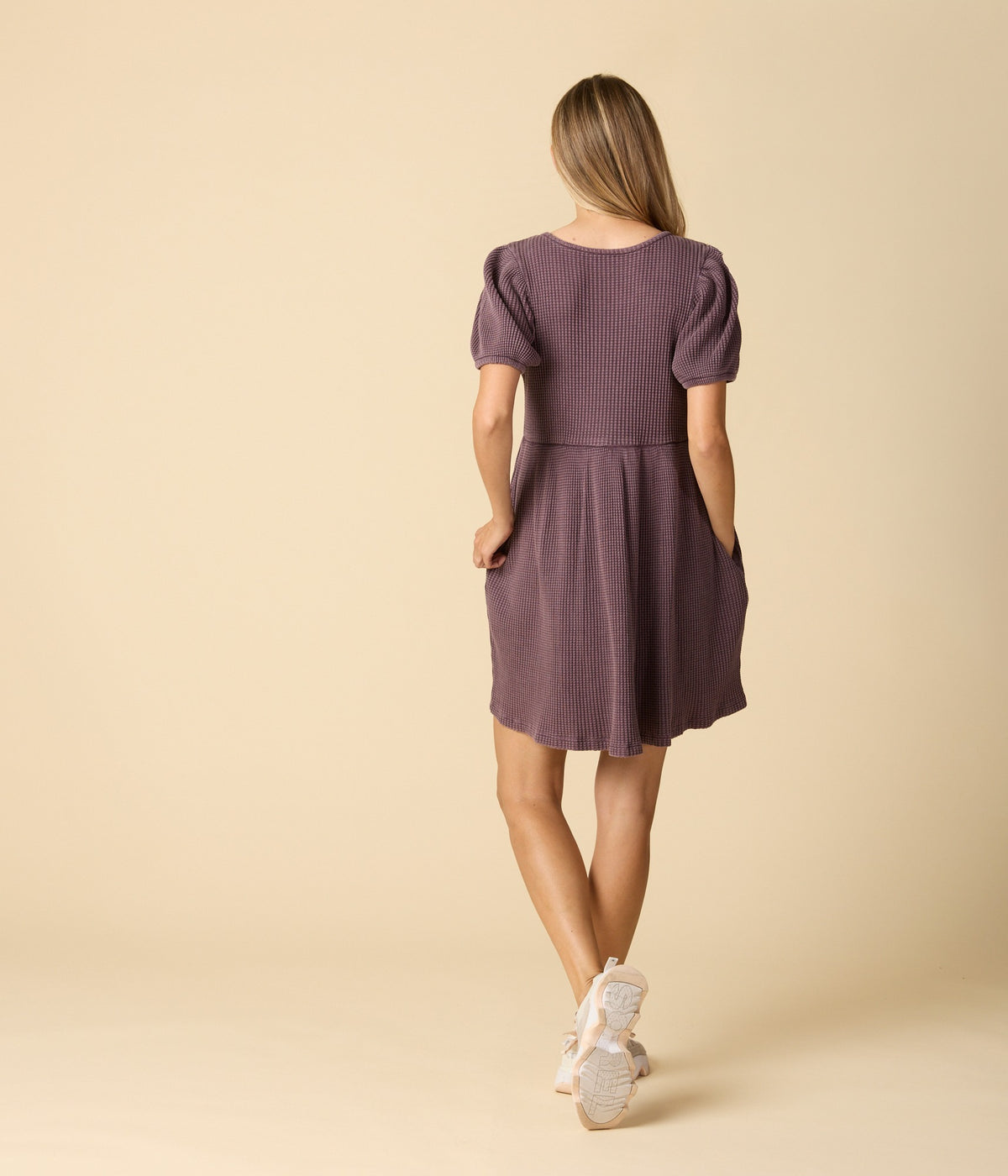 Ethel Waffle Knit Dress - Plum