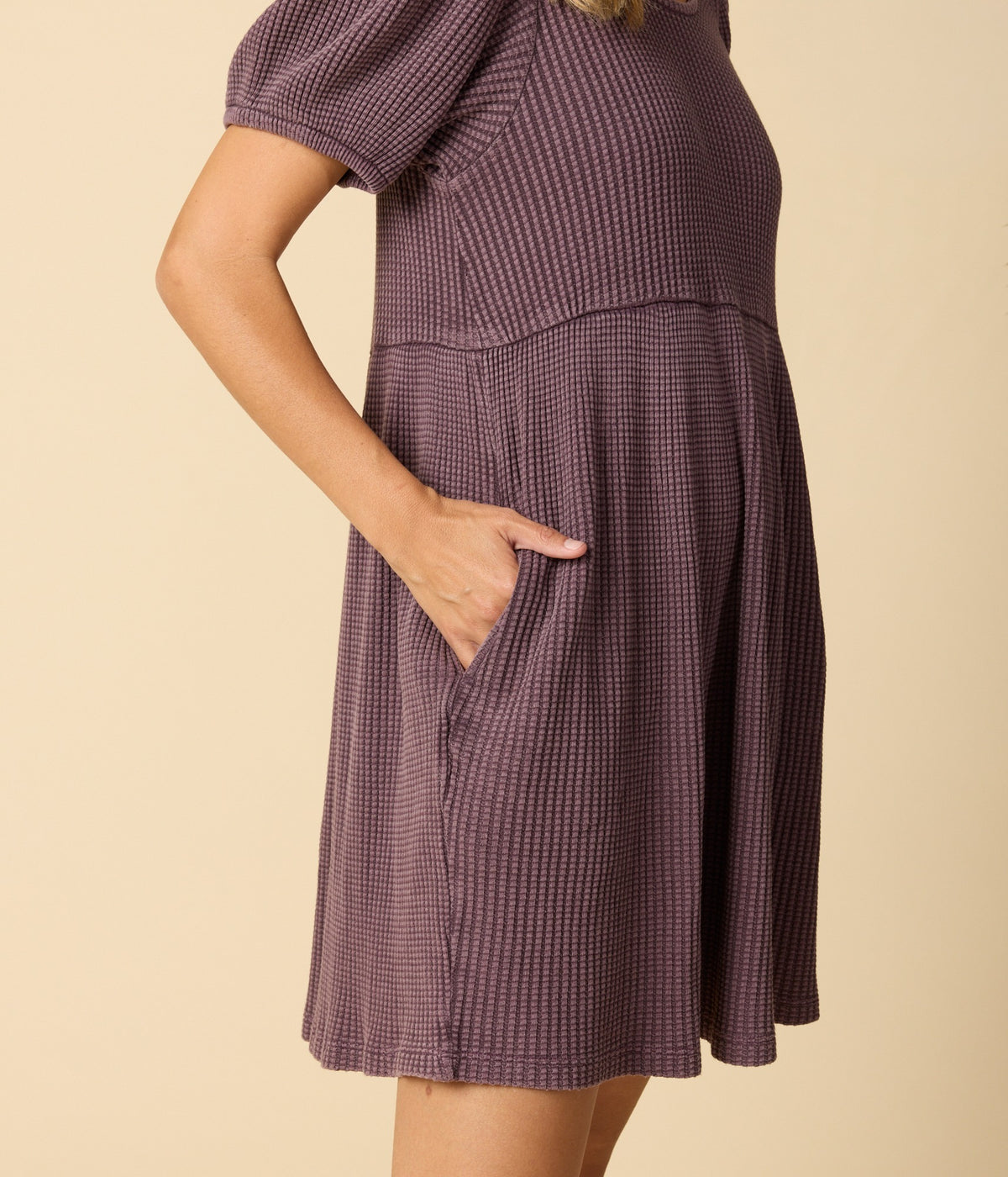 Ethel Waffle Knit Dress - Plum