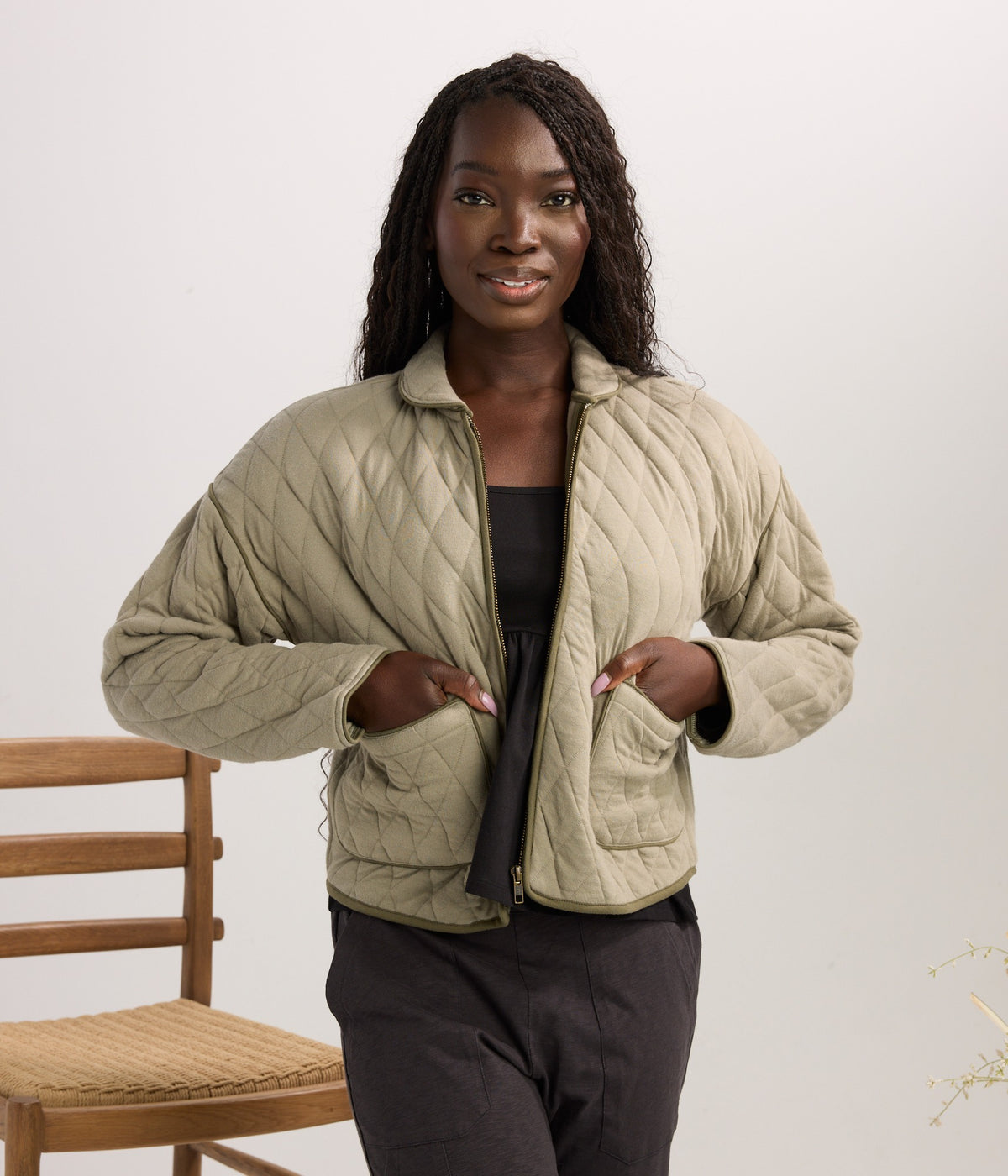 Elderberry Quilted Jacket - Agave