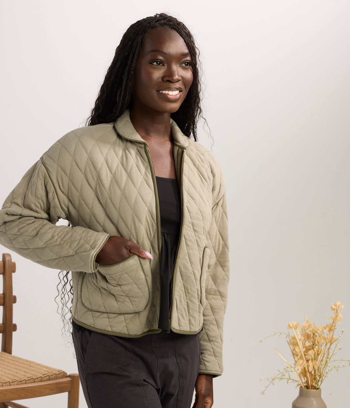 Elderberry Quilted Jacket - Agave