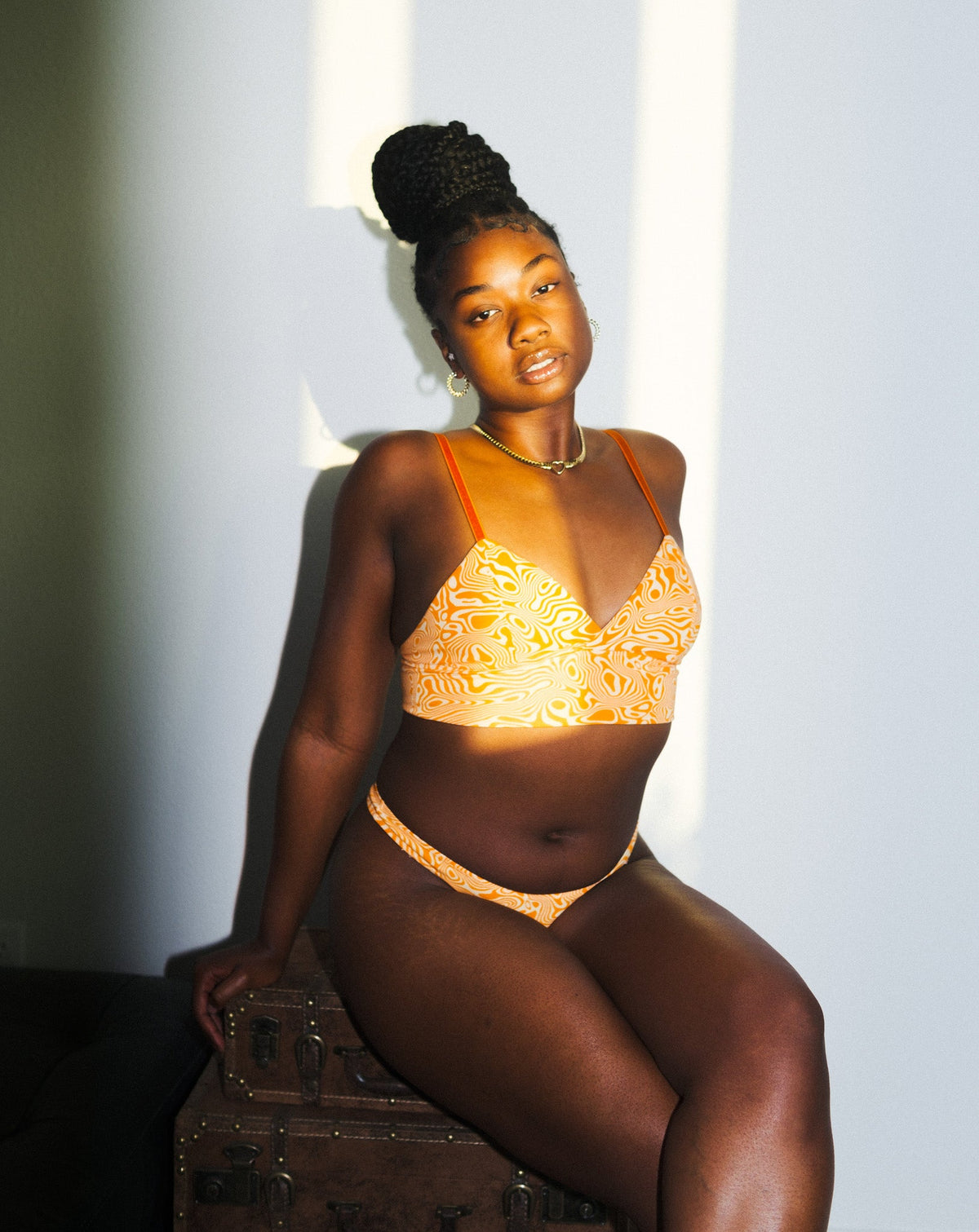 longline bralette - trippy creamsicle